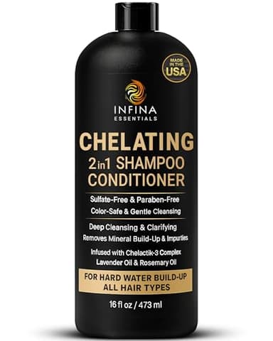 Hard Water Shampoo and Conditioner – 2-in-1 Chelating Cleanser for Buildup Removal, Soft & Shiny Hair – With Chelactik-3 Complex, Amodimethicone & Rosemary Oil – Sulfate-Free - Color Safe – 16 fl oz