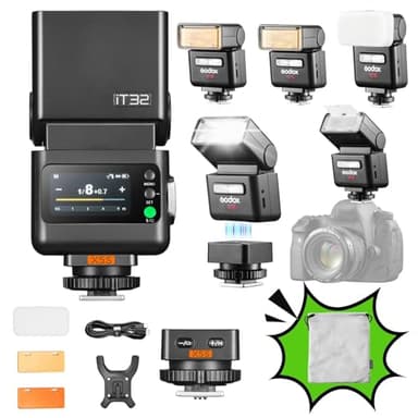 GODOX iT32 TTL Camera Flash with X5S Wireless Trigger for Sony,Magnetic Hotshoe & Trigger 2-in-1, Compatible with Sony ZV-E10 II, ZV-E10, ZV-E1, a7III,a6700, a6400,a7C II, a7C, a7CR, RX1RII,ZV-1II