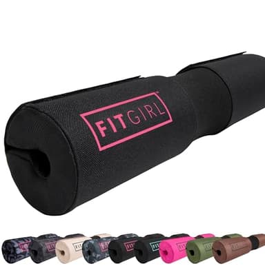 FITGIRL - Squat Pad and Hip Thrust Pad for Leg Day, Barbell Pad Stays in Place Secure, Thick Cushion for Comfortable Squats Lunges Glute Bridges, Olympic Bar and Smith Machine (Deluxe Black)