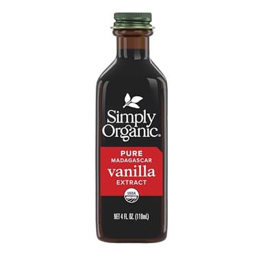 Simply Organic Pure Madagascar Vanilla Extract, 4-Ounce Glass Jar, Certified Organic, Gluten-Free, Sugar-Free Flavor For Smoothies