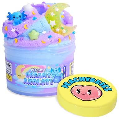 Peachybbies Dreamy Axolotl Cloud Slime - Made in USA Premium, 100% Authentic, 7 oz., Scented for Kids, ASMR, Axolotl Gifts, Slime Charms, Fidget Toys