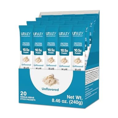 Unjury Whey Protein Powder Individual Stick Packs | Unflavored | 10.5g 100% Whey Isolate Protein Powder | Low Carb and Lactose Free | Gluten Free | Certified Kosher | 20 Servings