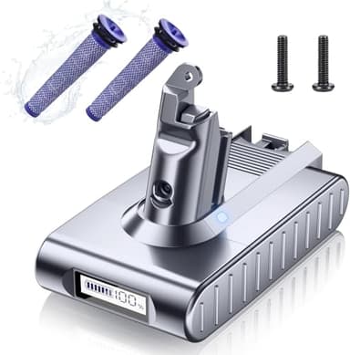 Upgraded 8000mAh 21.6V Replacement for Dyson V6 Battery 6 Cell 967810 LCD Display Compatible with Dyson V6 Animal V6 Absolute/Motorhead/Fluffy SV03 SV04 SV06 SV09 VTC4 DC58 DC62 DC59 Vacuum Cleaner