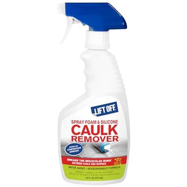 Motsenbocker’s Lift Off 41116 16-Ounce Silicone Latex Caulk and Foam Sealant Remover Spray is Safe on Showers, Construction Adhesives, Stainless Steel, Ceramic Water-Based, White