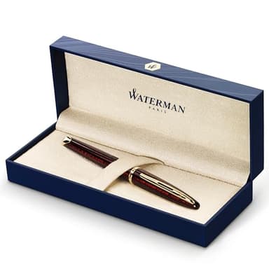 Waterman Carène Marine Amber Fountain Pen | Gloss Brown & Black with 23k Gold Clip | Medium Nib with Blue Ink Cartridge | Gift Box