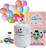 Airloons 9.5in Standard Helium Balloon Kit - Disposable Portable Helium Tank for Balloons at Home - Includes Helium Tank, 30 Latex Balloons, Curling Ribbon