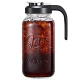 AOZITA 64 oz Glass Pitcher with Lid - 2 Quart Mason Jar Pitcher with Filter Lid, Wide Mouth Jar Leak-proof Water Jug, Heavy Duty Glass Container for Water, Juice, Milk, Tea, Iced Coffee, and Drinks
