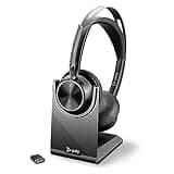 Poly Voyager Focus 2 UC Wireless Headset with Microphone & Charge Stand (Plantronics) - Active Noise Canceling (ANC) - Connect PC/Mac/Mobile via Bluetooth -Works w/Teams, Zoom & More-Amazon Exclusive