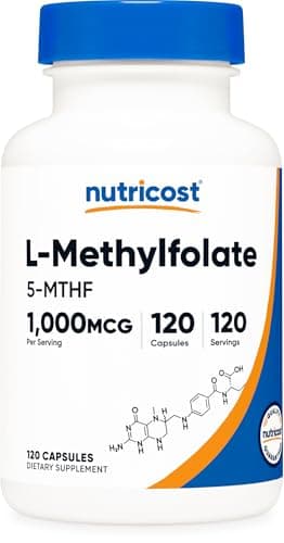 Nutricost Methylfolate 1000mcg, 120 Vegetarian Capsules - Gluten Free, Non-GMO (Methylated Folate)