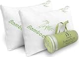 Rayon Derived from Bamboo Pillows Queen Size Set of 2 Shredded Memory Foam for Sleeping - Ultra Soft, Cool & Breathable Cover w/Zipper Closure - Relieves Neck Pain - Back/Stomach/Side Sleeper