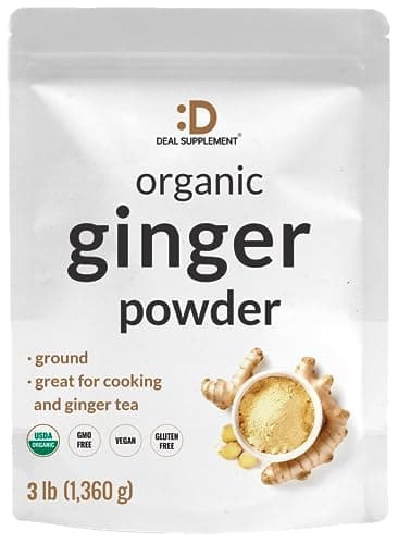 DEAL SUPPLEMENT Organic Fresh Ginger Powder, 3lbs – Finely Ground for Easy Mixing, Raw Ginger Spice Flavor, Indian Origin – Great for Chews, Tea, Candy, & Juice – Non-GMO, Filler Free