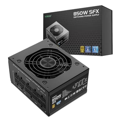 Vetroo 850W SFX Power Supply ATX 3.1 & PCIE 5.1 Ready, 80 Plus Gold Certificate Fully Modular, 90mm FDB Fan for Low-Noise Operation, SFX-to-ATX Bracket, 10-Year Warranty - Black