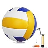 Magicorange Volleyball, 1 Pack Official Size 5 Soft Touch Recreational Volleyballs- PU Leather Indoor Outdoor Volleyballs for Beach Play, Game,Gym,Training -Includes Ball Pump