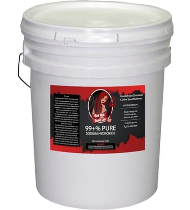 50 lb Pail Red Hot Devil Lye Sodium Hydroxide, Import Material, High Grade Caustic Soda Beads