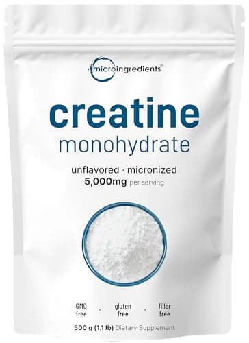 Creatine Monohydrate Powder 500 Grams (1.1 Lb), 5000mg Per Serving, Micronized Creatine Powder, Unflavored, Pure, No Filler, Keto & Vegan, Easy Dissolve Pre Workout Creatine for Women and Men