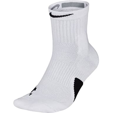 Nike Elite Basketball Mid Socks (White/Black, Small)