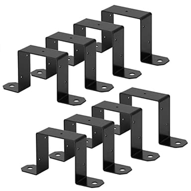 8 Pack Deck Post Tie Bracket for 4" x 4",14 Gauge(Thick 2 mm) Black Deck Fence Post U Strap Ties Hardware