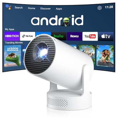 Mini Projector with Wifi and Bluetooth 5.4, Short Throw Projector 4K, Built-in Apps, 250 ANSI Lumens, Auto Keystone Correction, Smart Projector for Home Outdoor Movies [ 2026 Upgrade, White ]