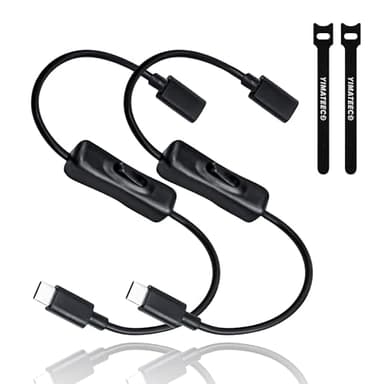 USB C Switch Cable, USB2.0 Type-C Male to Female Extension Cable with ON/Off Switch Power Charger Extender Adapter Support Video/Data/PD Charging for Mobile Phones, PC Laptop (2 Pack, Black)