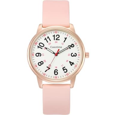 Casotime 30M Waterproof Nurse Watch - Luminous Easy Read Dial, Second Hand & 24H Military Time, Durable Silicone Band for Nurses, Medical Professionals, Students - Men and Women