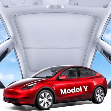 REEVAA Upgraded Tesla Model Y Sunshade Roof [No Gaps, No Sagging] Tesla Y Accessories Heat Insulation Foldable Glass Sunroof Cover for Model Y 2020-2025 (Not Fit New Y Juniper), 2PCS, Gray
