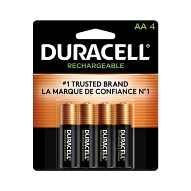 Duracell Rechargeable AA Batteries 4 Count, Long-lasting Power, All-Purpose Pre-Charged NiMH Double A Battery for Household and Gaming Devices