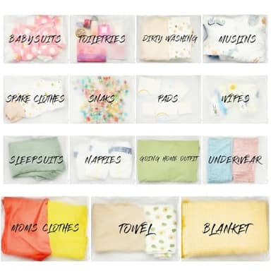 15 Pcs Hospital Bags for Labor and Delivery Resealable Birth Hospital Bag Essentials Frosted Clear Mommy Maternity Bag for Newborn Baby Shower Diaper Mom Gift Organizing