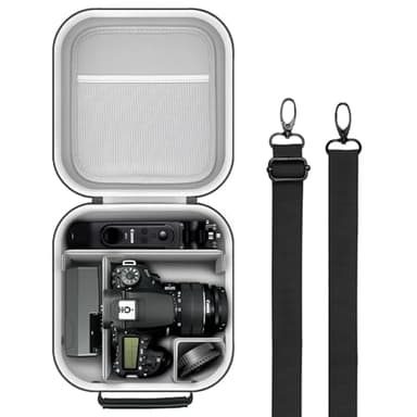 Krypthos Travel Camera Storage Case Compatible with Canon EOS Rebel T7/ R100/ R50/ 90D/ 2000D Nikon D7100/ D7500 Sony Alpha ZV-E10, Camera Protective Storage Holder Organizer Bag Carrying Bag