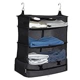 YRCBEHFU Portable Hanging Travel Shelves, Carry on Closet Suitcase Storage for Luggage, Hanging Packing Cubes Compression for Travel Essentials (XL, Black)