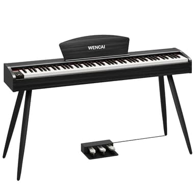 WENCAI Digital Piano 88-Key Fully Weighted Keyboard - Hammer Action Electric Piano, Full-Size Wooden Pianos for Beginner Professional Adults with Sheet Music Stand Triple Pedal, Black