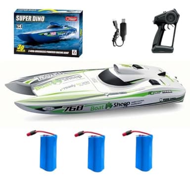 TX768 RC Jet Boat, 30km/h High Speed Jet Boat Brushless Catamaran with 3×3S LiPo Batteries Water Cooled Engine, 40cm ABS Hull, Long Range RC for Lakes, Rivers & Pools, Brushless RC For Adults