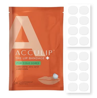 Acculip Cold Sore Patch Lysine Cold Sore Treatment for Lips, Lysine Lip Balm Alternative for Cold Sore Relief, Medicated Fever Blister Cold Sore Patch, L-lysine Cold Sore Treatment