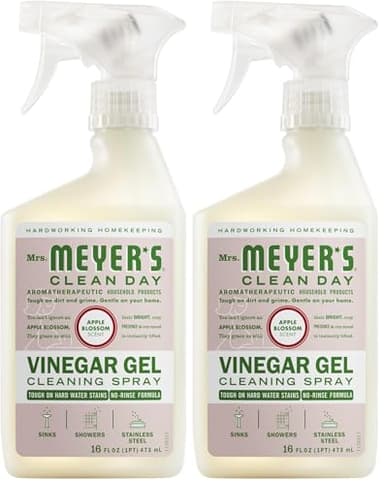 MRS. MEYER'S CLEAN DAY Vinegar Gel Cleaning Spray, Bathroom Use, No-Rinse Formula, Apple Blossom, 16 Fl Oz, (Pack of 2)
