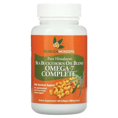SeabuckWonders Organic Sea Buckthorn Oil Omega-7 Complete, 60 Softgels, 30 Day Supply, with Omega 3, 6 & 9, Supports Hair, Skin & Nails, Overall Health & Wellness