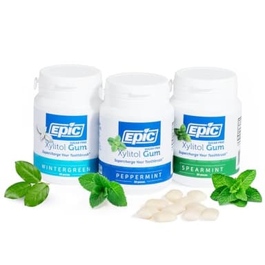 Epic Gum - Aspartame Free 100% Xylitol - Chewing Gum Sugar Free Gum - Peppermint, Spearmint, Wintergreen Variety, 50 Pieces (Pack of 3)