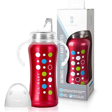 Ultimate Stainless Steel Sippy Cup | 9oz Insulated Cup for Toddlers - Insulates 10+ Hours | Leak-free, Non-toxic Medical Grade Silicone & Stainless Steel - Red