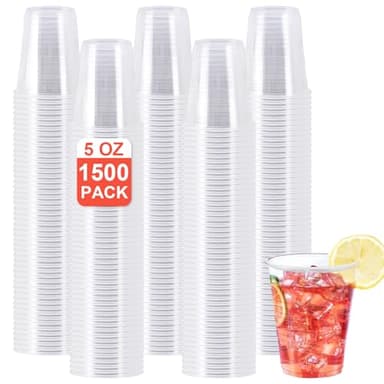 SIUQ 1500 Pack 5 oz Clear Plastic Cups, Disposable Mouthwash Cups, Plastic Cups 5 Ounce, Cold Party Drinking Cup for Party, Picnic, BBQ, Travel, Events and Everyday Use