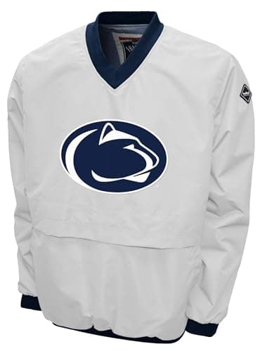 2Bhip NCAA Penn State University Adult White Lightweight V-Neck Windbreaker Wind Shirt Pullover Jacket For Men