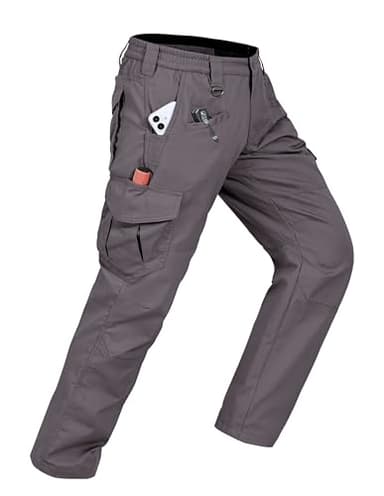 CNBQDD Cargo Work Pants for Men Construction Ripstop Waterproof Mens Tactical Pants Lightweight Hiking Outdoor Pants with Pockets Dark Gray 34Wx30L