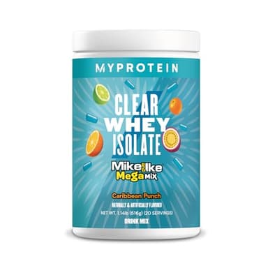 Myprotein Clear Whey Isolate Protein Powder, 20 Servings (1.1lbs) Fruity Mike and IKE Caribbean Punch Drink Mix, 20g Protein per Serving, Daily Drink for Superior Performance