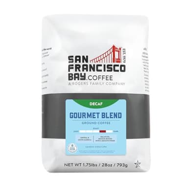San Francisco Bay Coffee - Decaf Medium Roast - Decaf Gourmet Blend (28 oz bag) - Ground Coffee, Swiss Water Processed