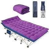 COLMERD Camping Cot with Comfortable Mattress Cots for Sleeping with Pad Heavy Duty Camping Bed Sleeping Cot Include Carry Bag Camping Cots for Adults Home Office Nap Vocation Outdoor