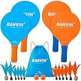Banvih Badminton Set 4 Rackets, Great Gifts Easter Basket Stuffers for Kids Teens Adults and Family, Paddle Ball Outdoor Games Sports Toys, Beach, Yard, Lawn, Camping Games Essentials