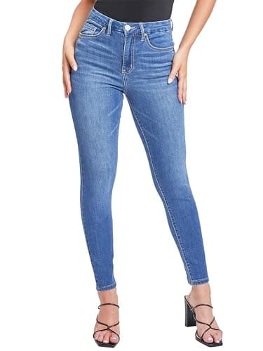 YMI Jeans Women’s Curvy Fit Skinny Jeans, M Medium Blue, 07
