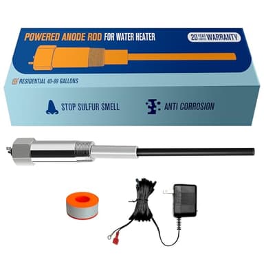 HertzEagle Powered Anode Rod for Water Heater, Electric Anode Rod for Water Heater, Eliminate Sulfur Smell in Well Water, Eliminate Rotten Egg Smell in Water, for 40-89 Gallon Except Bradford White