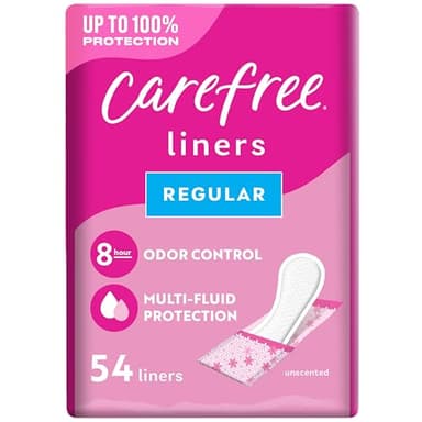 Carefree Panty Liners, Regular Liners, Wrapped, Unscented, 54ct
