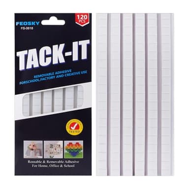 Feosky Adhesive Poster Sticky Tack Putty, Reusable and Removable Adhesive Putty, 120PCS, Mounting Putty for displaying Wall Paintings, Museum Art Photography, Picture, Crafts (White, Pack of 1)