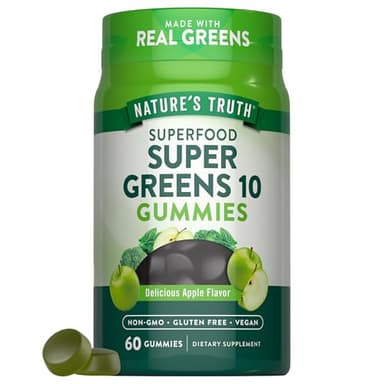 Nature's Truth Super Greens Gummies | 60 Count | Vegan & Non-GMO Supplement | Made with Real Greens | Apple Flavor