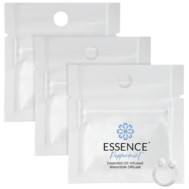 Essence Wearable Aromatherapy Nasal Diffuser – Peppermint Essential Oil Nose Ring Silicone Inhaler for Stress & Mood Support - Made in USA & Travel-Friendly (3 Pack)