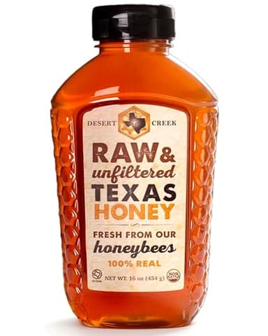 Desert Creek Honey - 100% Unfiltered, Pure, Raw Honey from Texas - Natural Sugar Substitute - One Pound of Unprocessed, Unpasteurized American Honey - Harvested by Our Own Beekeepers